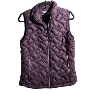 Gerry Womens Purple Down Puffer Vest Outdoor Pockets Zip 90% Down Fill Warm